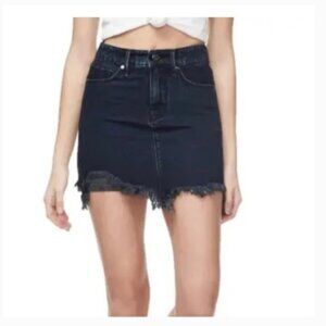 Good American - The Bombshell Twisted Seam Cut-Off Skirt | Black | Size 8 (28)